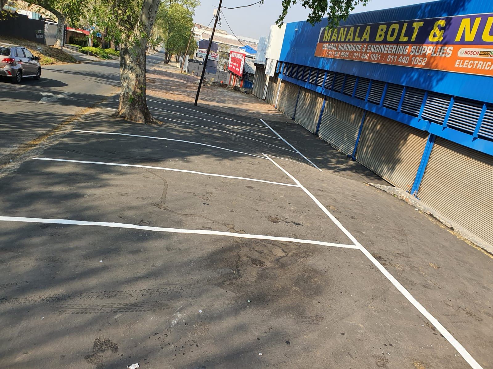 Resurfaced sports court with line marking