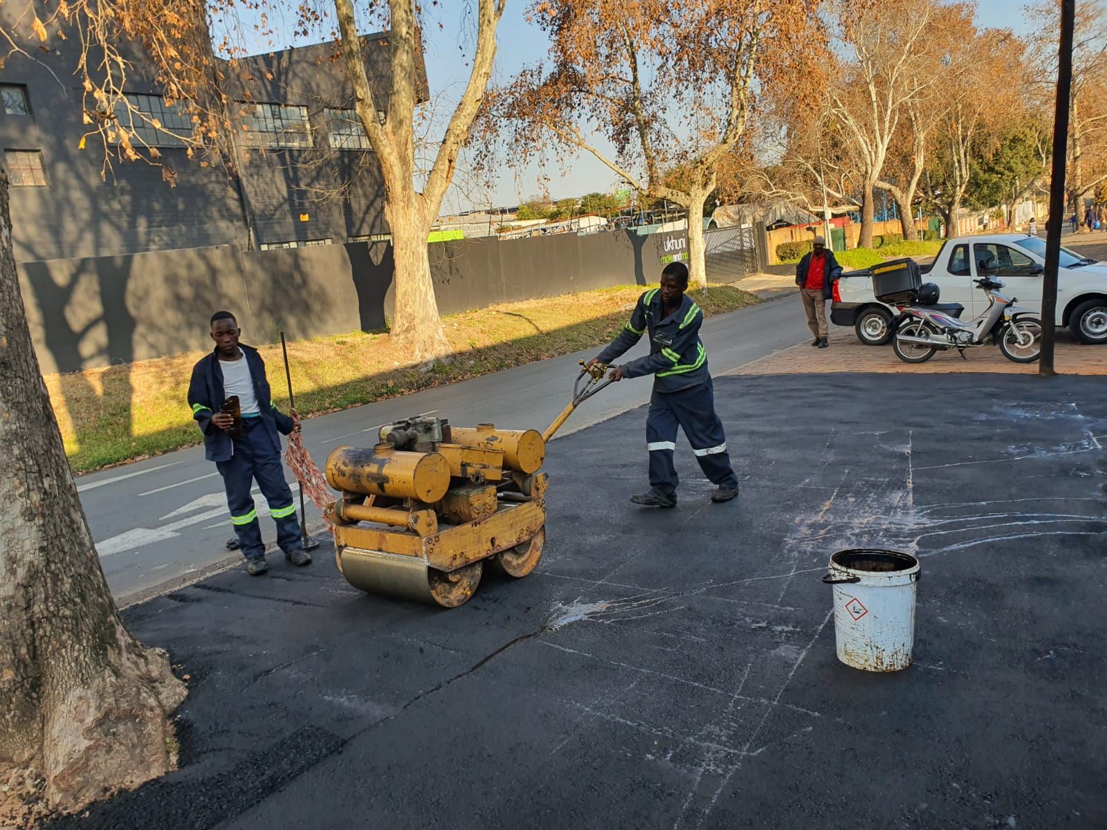 Freshly surfaced tar road